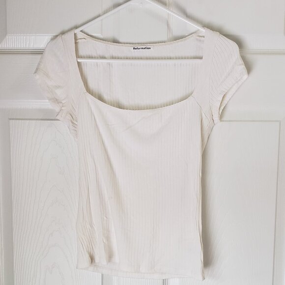 Reformation Bardot Ribbed Knit Top - Picture 1 of 4